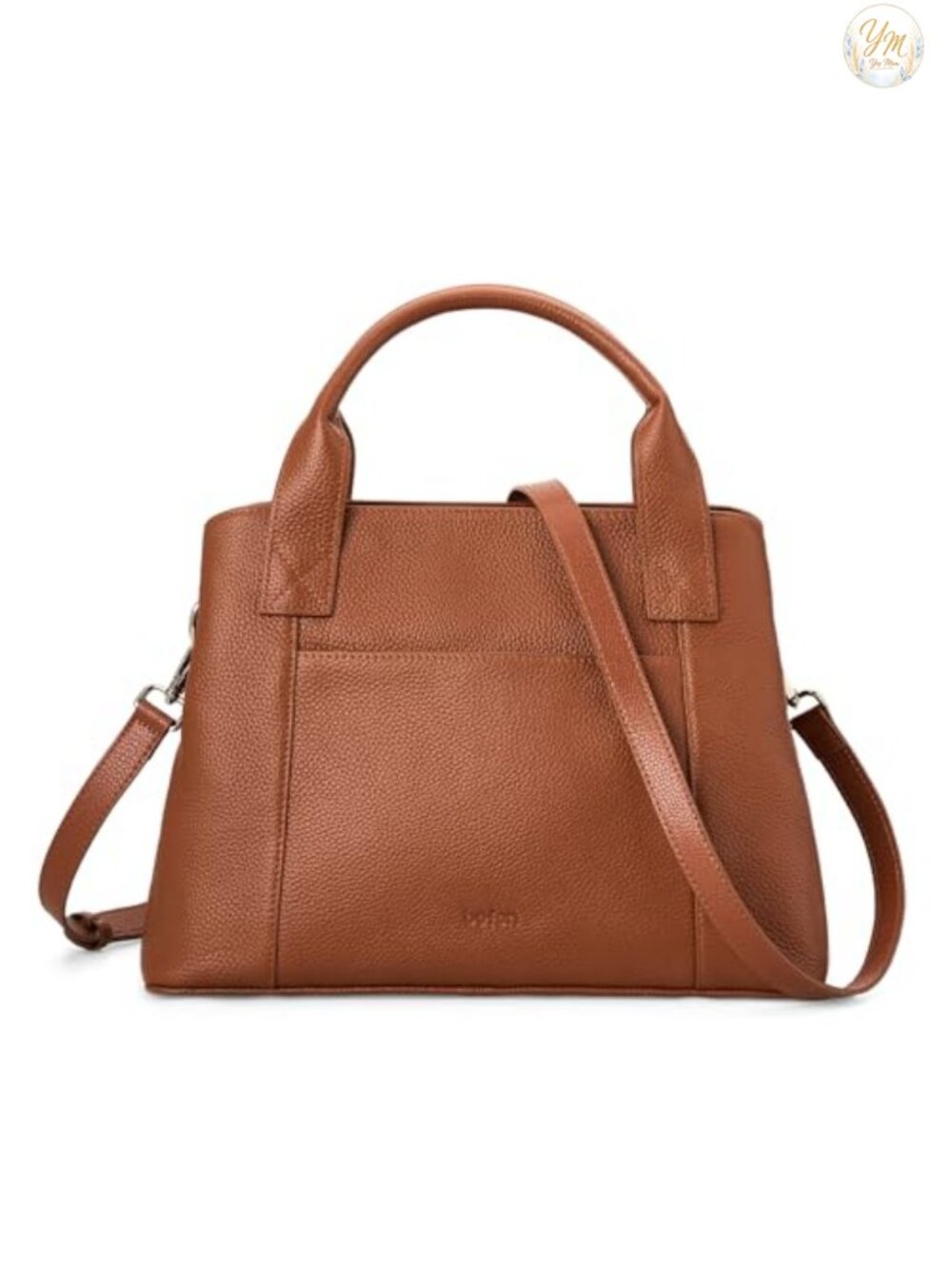 Genuine Leather Satchel Tote Crossbody Handbag with Zipper
